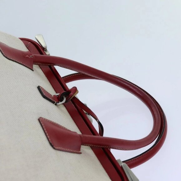 PRADA Hand Bag Canvas Beige Auth 71304 - Picture 8 of 16